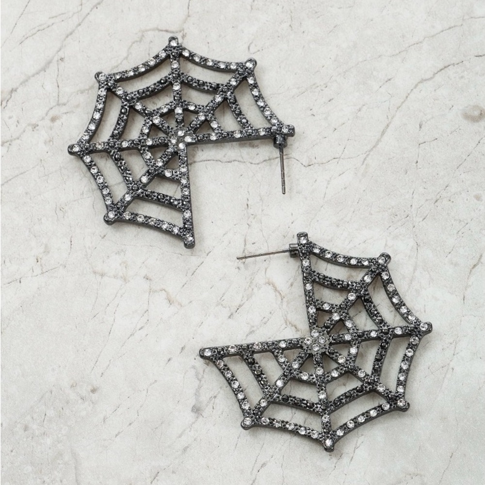 Spider Web Earrings‎ with Rhinestones